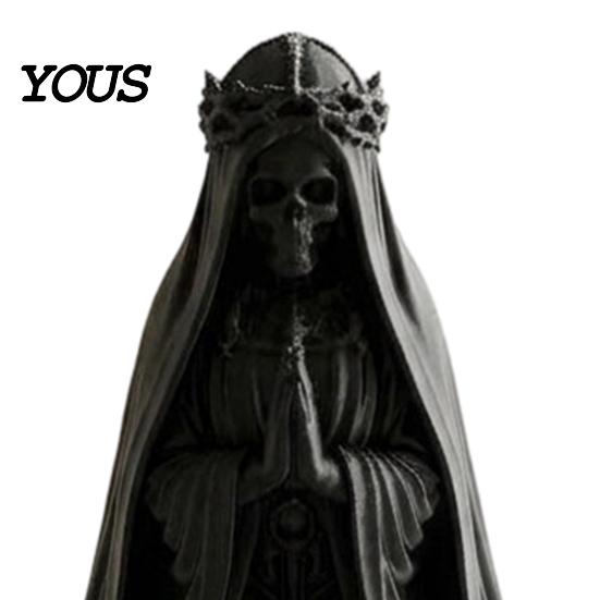Mysteriöse Retro-Wohnaccessoires 3D-gedruckte kniende Skelett-Brautfigur, Gothic-Schädelstatue Kreatives Geschenk für Sie mit Schleier & Krone, Halloween