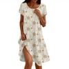 Short Sleeve Boho Dress For Women Casual Loose Fit Summer Sundress Floral Print Dress With Pockets