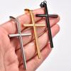 Classic Stainless Steel Round Cross Pendant Necklace for Women Men Religious Christian Faith Prayer Charms Chain Metal Jewelry