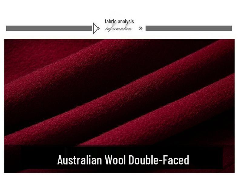 Płaszcz kaszmirowy dwustronny średniej długości mamy - Rozmiar plus, Luźny krój, Wysokiej klasy wełniany płaszcz wierzchni jesienno-zimowy dla kobiet w średnim wieku i starszych.