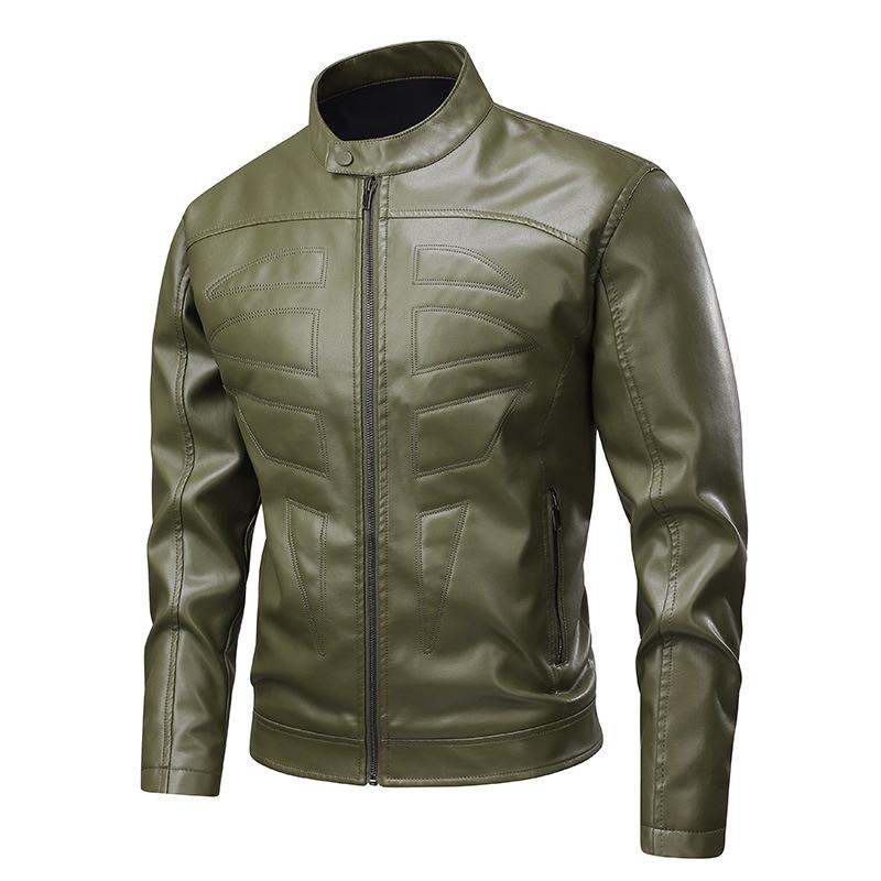 Men's Retro PU Stand Collar Leather Jacket for Spring/Autumn 2025 - Casual Motorcycle Style