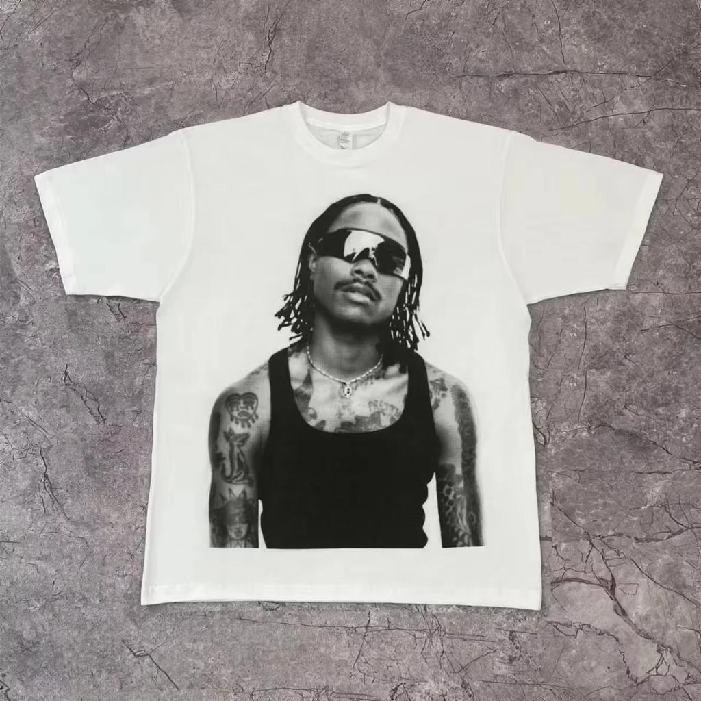 Rapper  Fashion Vintage Graphic T-shirts Men Women Ocean Hip Hop Trend T Shirts Blond Oversized T-shirt Man Cotton Tshirt