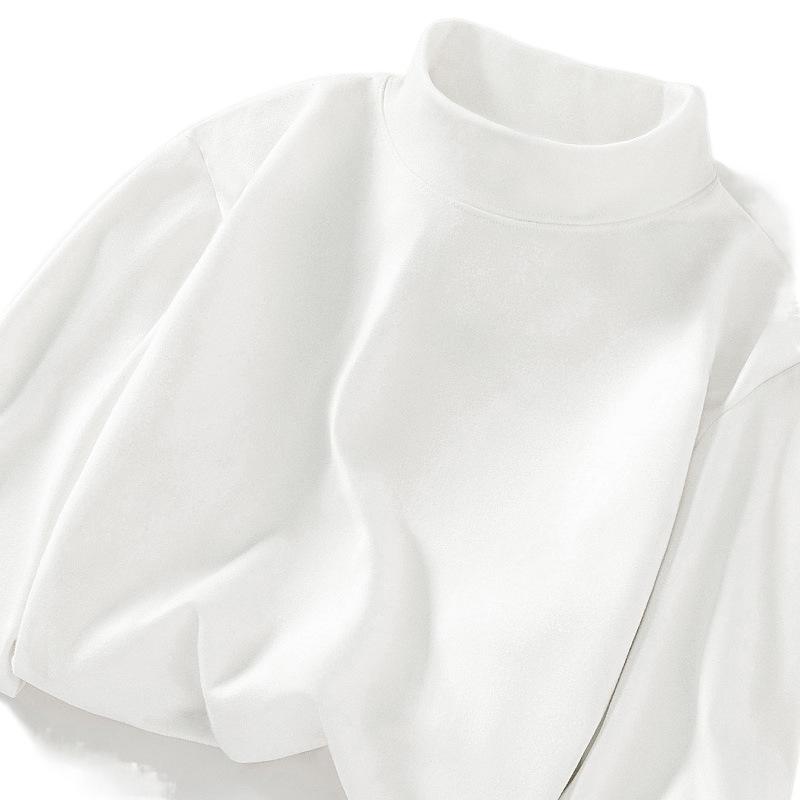 Velvet Autumn High Neck Fleece-Lined Men's Long Sleeve Base Layer T-Shirt