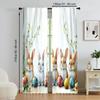 2 pcs   versatile polyester transparent curtains for home decoration Pastoral Theme with Egg Wreath for use in bedrooms and