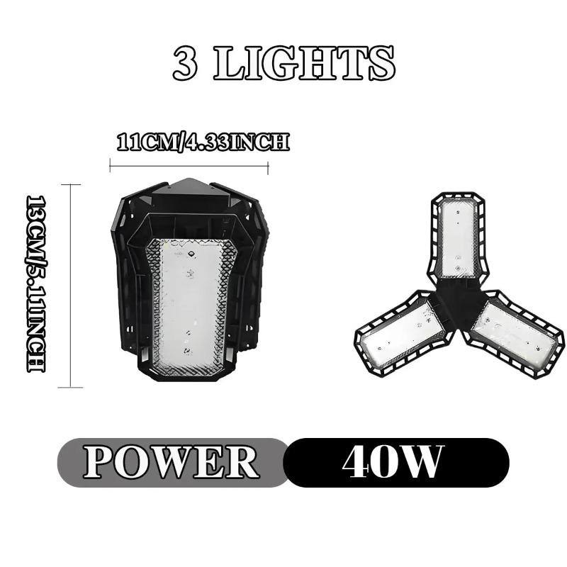 

Portable LED Garage Light Bulbs 40W 60W 80W Foldable Super Bright Garage Lighting LED Shop Work Light With Adjustable Panels E27/B22 Screw Socket 40W-3 lights