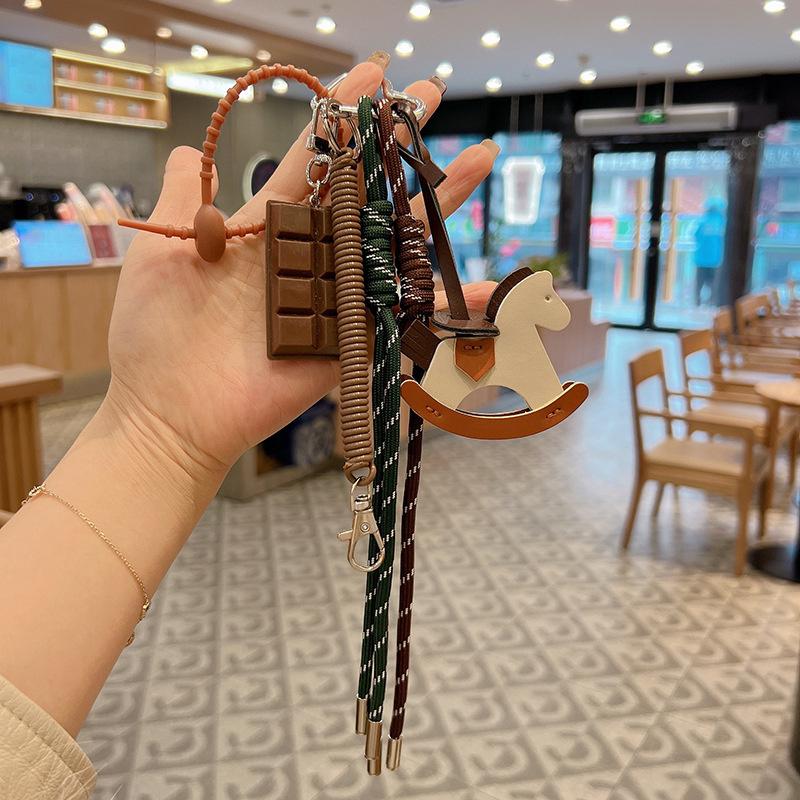 1 Piece Chocolate Braided Rope Bag Decoration High-grade Keychain Trojan Horse Pendant For Phone Bag Accessories