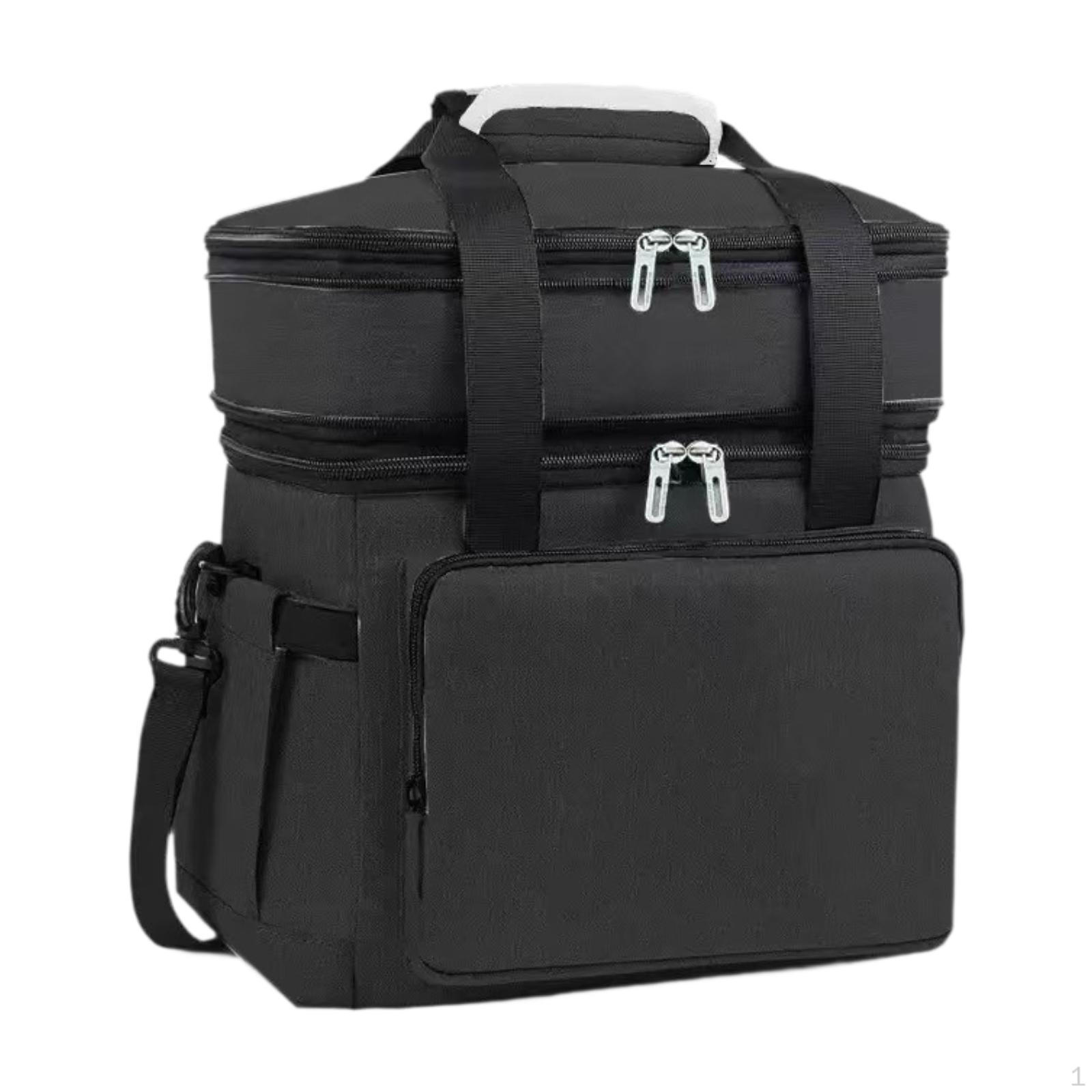 

with Handle Food Shoulder Strap Portable Picnic Bag Lunch Tote for Working Fishing Travel Gym чорний