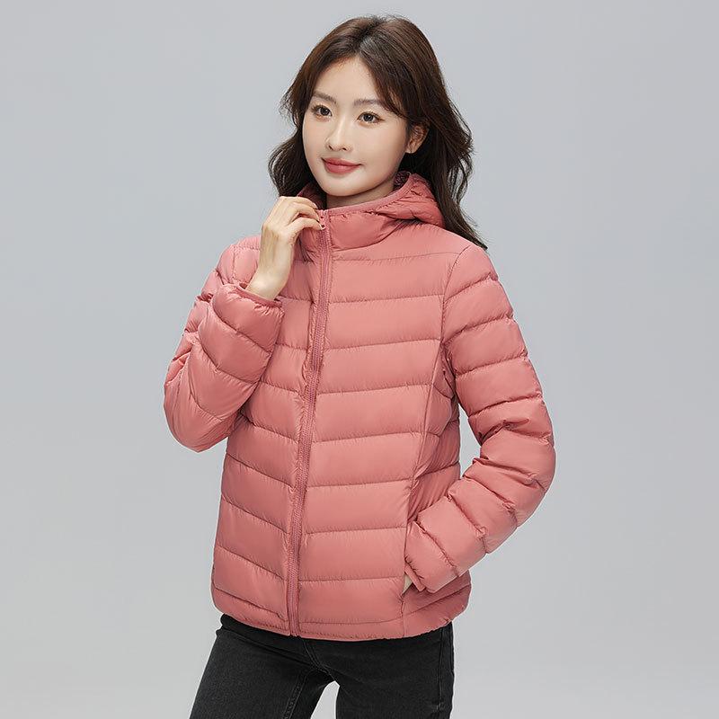 Fashion Light Down Jacket Women's Short Autumn and Winter New Ultra-light Hooded Light Warm Thin Coat