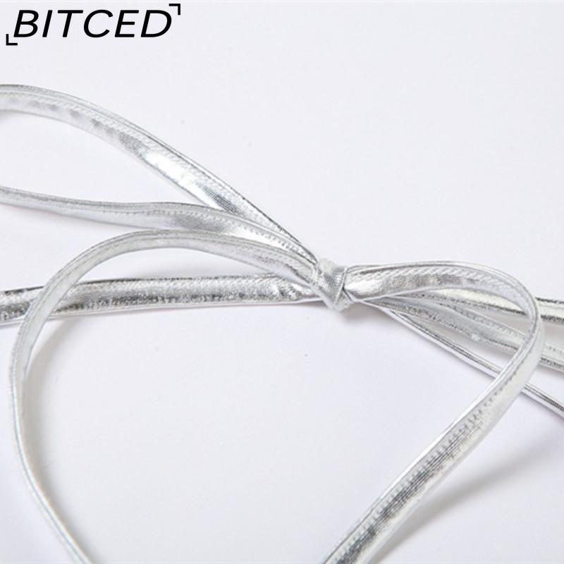 BITCED Summer Women's Fashion Sexy Halterneck Backless Sequinned Crop Top