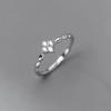 ANENJERY Silver Color Zircon Four-leaf Flowers Ring for Women Simple Beautiful Princess Jewelry Accessories Gift