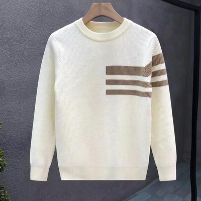 Spring 2024 Men's Sweater Patchwork Assorted Colors Skin-Friendly Fabric Fashion Versatile Top Casual Long-Sleeved Bottoming Shirt