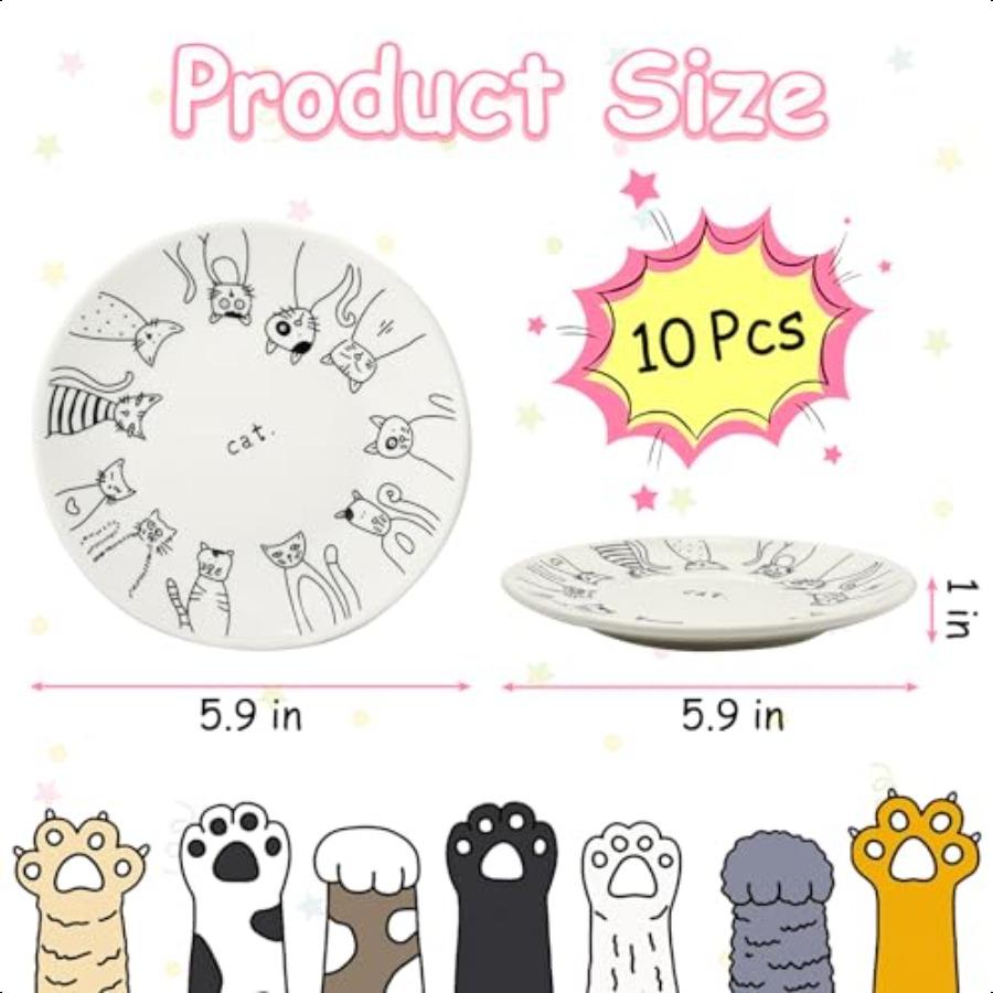 

Керамическая миска для кошек Набор из 105,9-дюймовой широкой неглубокой миски для кошачьего корма, милых кошачьих тарелок с рельефом, мисок для кормления мелких домашних животных для United States