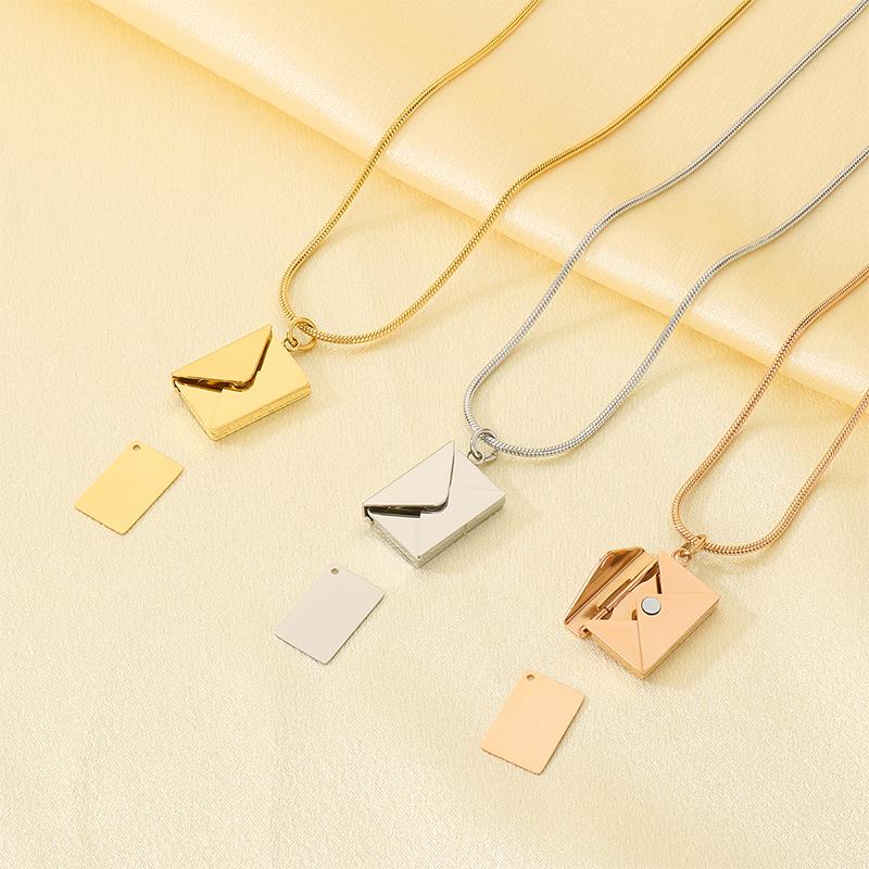 Stainless Steel Mini Book Locket Necklace for Women Men Envelope Locket Openable Pendant Jewelry Romantic Gift for Couples