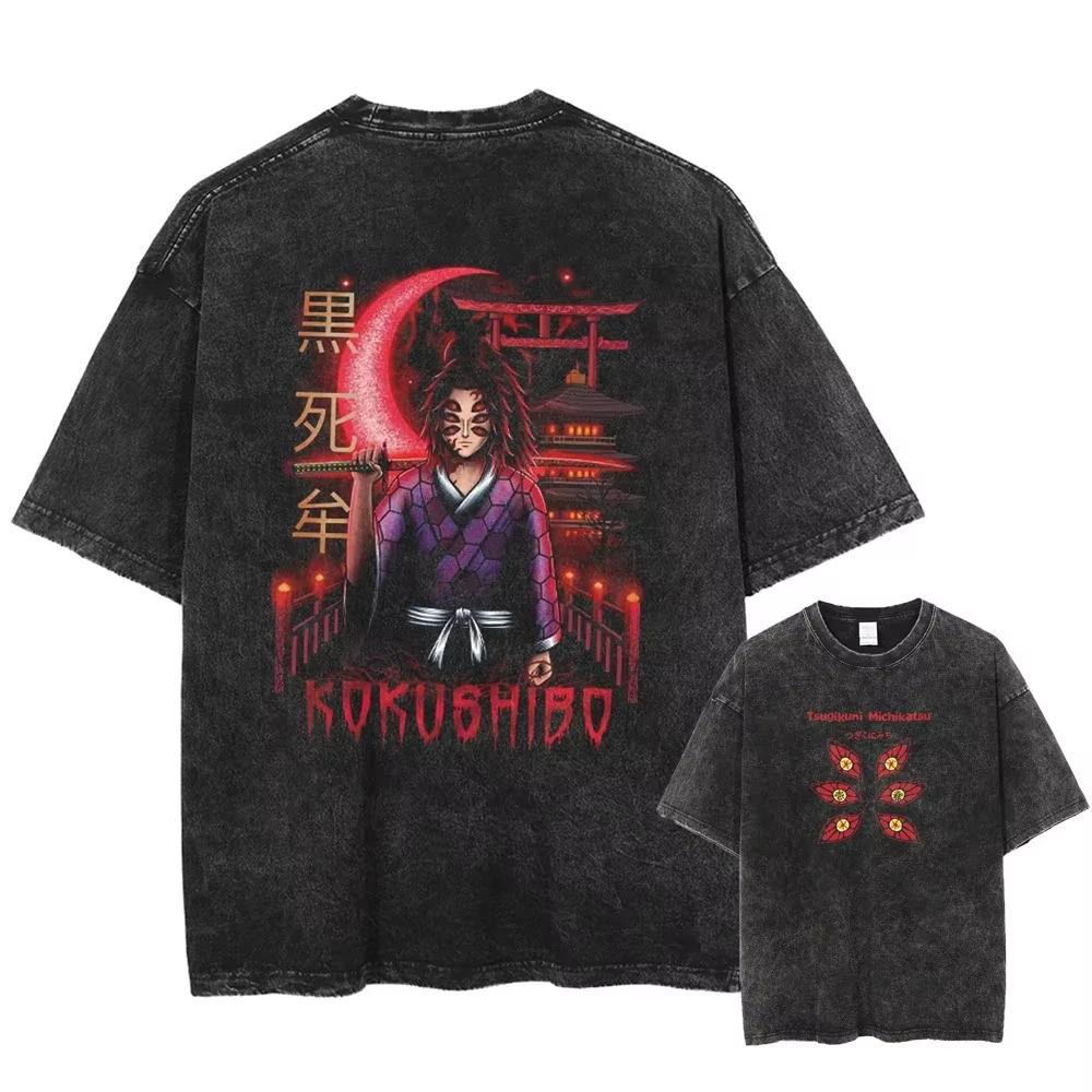 Demon Slayer Uzui Tengen Anime T Shirt Men  Women Cotton Vintage Washed Tshirt Oversized Harajuku Streetwear Tshirt Casual Tops