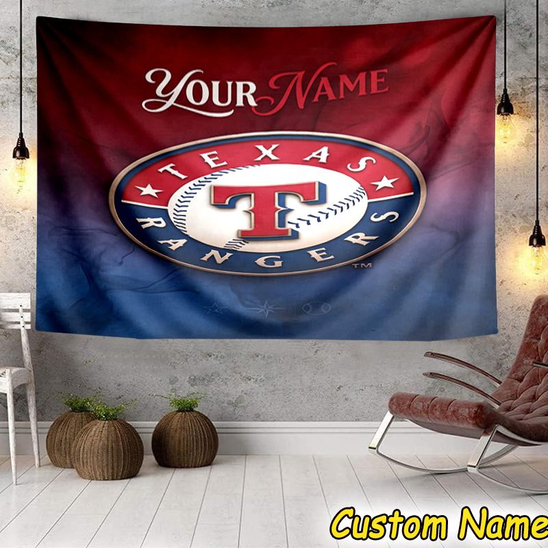 Custom Name Baseball Rangers Map Tapestry Room Decoration Wall Hanging for Living Room Bedroom, dormitory, Birthday and Christmas gifts
