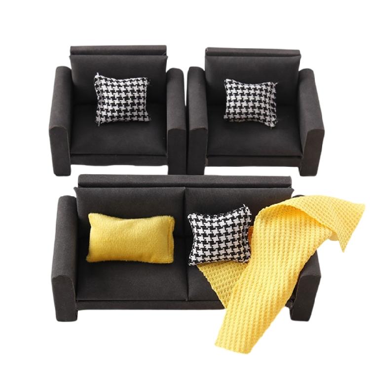 Miniature Dollhouses Sofa Couch 1/12 Scale Handcrafted Wooden Furniture For Living Room Bedroom
