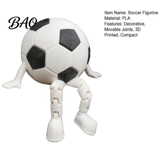 Flexible Pose Football Model 3D Printed Soccer Ball Buddy Figurine with Articulated Legs, Decorative Sports Collectible, World Tournament Cup Desktop