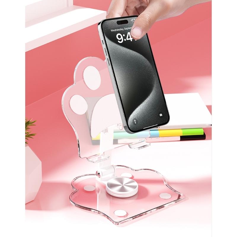 Strong Clear Phone Holder with Not  Slip  Pad Acrylic Desktop Mobile Phone Stand for Tablets Up To 12.9 Inches