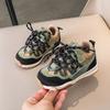 Spring Kids Leather Chunky Sneakers 1-6 Years Breathable Spliced Toe Cap Sports Shoes For Boys And Girls Casual Walkers