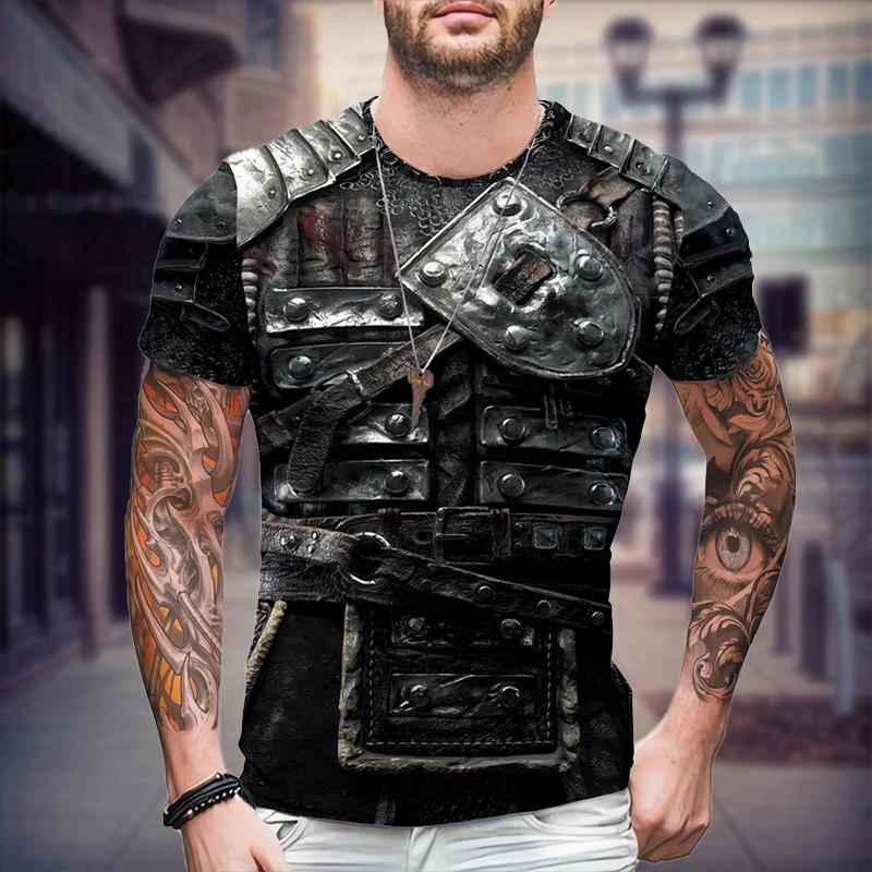 

Популярная мужская одежда в стиле «броня» с винтажным принтом, свободные футболки с 3D-принтом в стиле «Харадзюку», летняя повседневная футболка с коротким рукавом 5XL