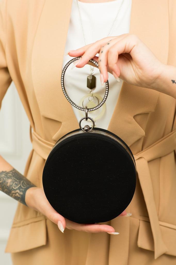 Women's Stylish and Useful Evening Dress Bag Bracelet Red Suede Evening Bag