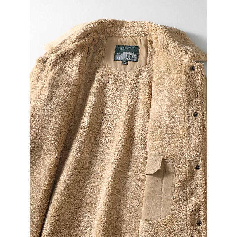 American Retro Workwear Jacket for Men, Winter Pure Cotton Fleece-Lined Thickened Jacket, Cotton Coat, Export Quality Lamb Wool Cotton Clothing
