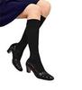 Socks Marche Compression High Solid Reduces Leg Cotton Outer Thread Women's Socks, 4-Pair Set, Black, Swelling, 100%