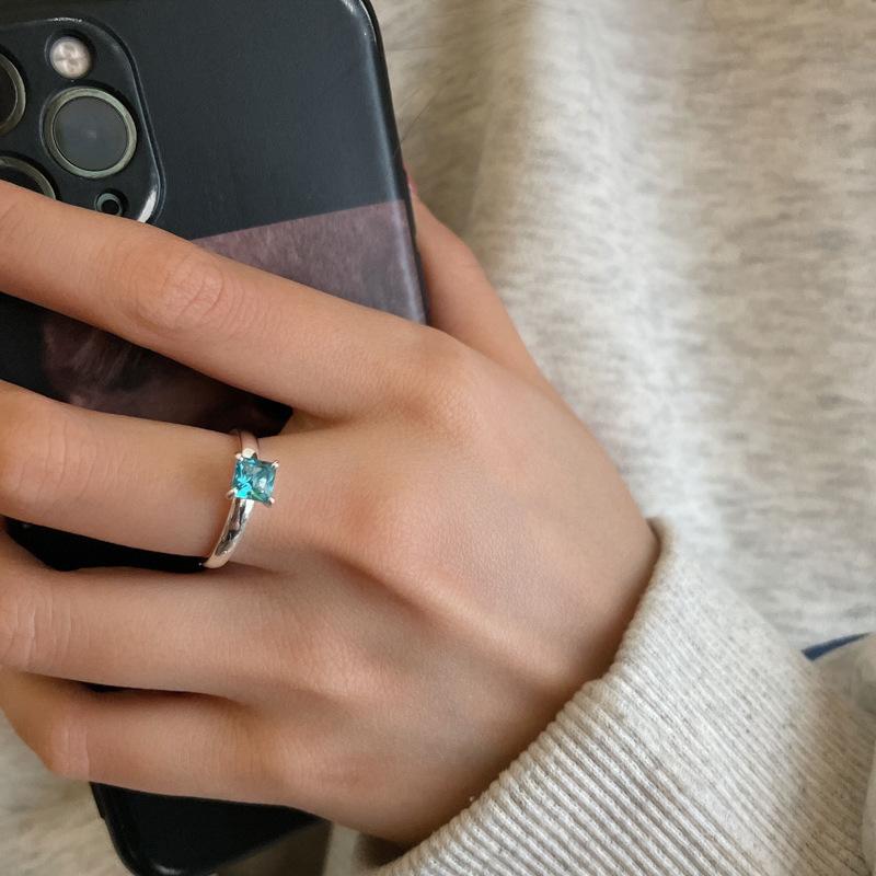 And Unique Stylish Blue Zirconia Ring For Women With Double Layer Design And Geometric Shape
