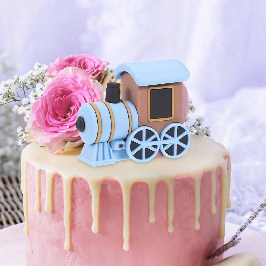 Cute Cartoon Train Cake Topper Birthday Party Decoration Miniature Train Decoration PVC Cupcake Cake Supplies Cupcake Toppers