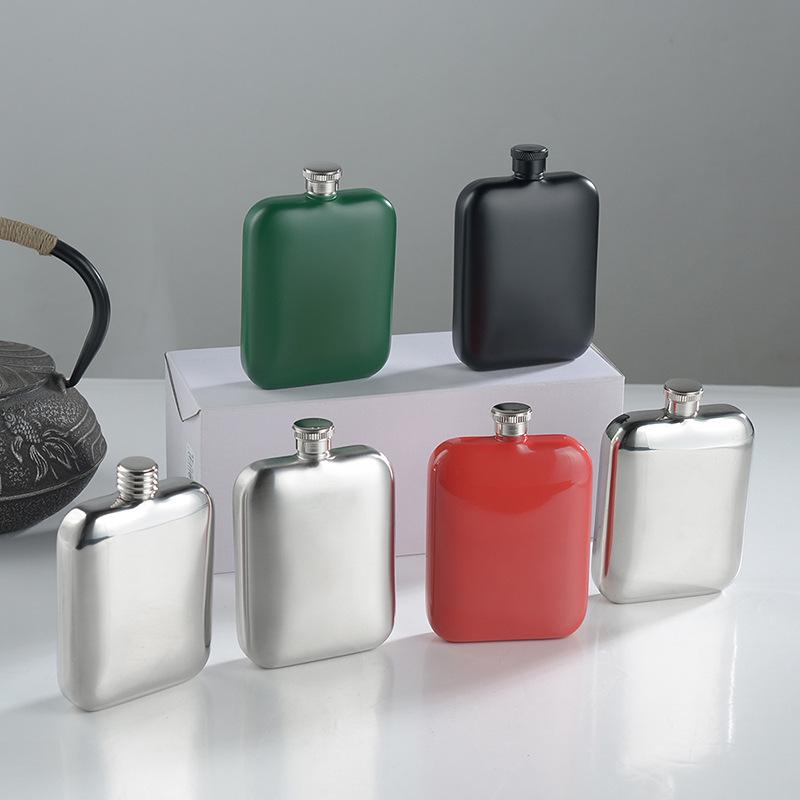 6oz Kare 304 Paslanmaz Çelik Cep Matarası - Taşınabilir Outdoor Mini Su/Şarap Şişesi
