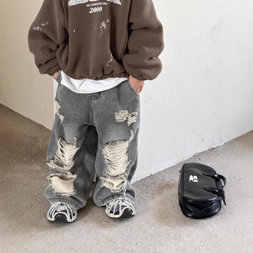 Kids' Fleece-Lined Wide-Leg Jeans