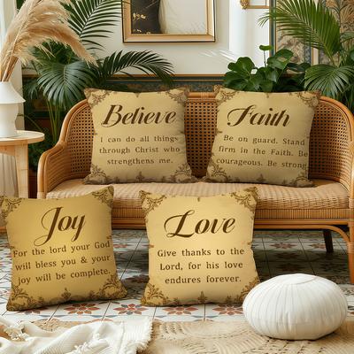Bible Verses Cushion Cover Plush Fabric Soft Double Sided Print Sofa Cushion Cover Throw Pillow Covers