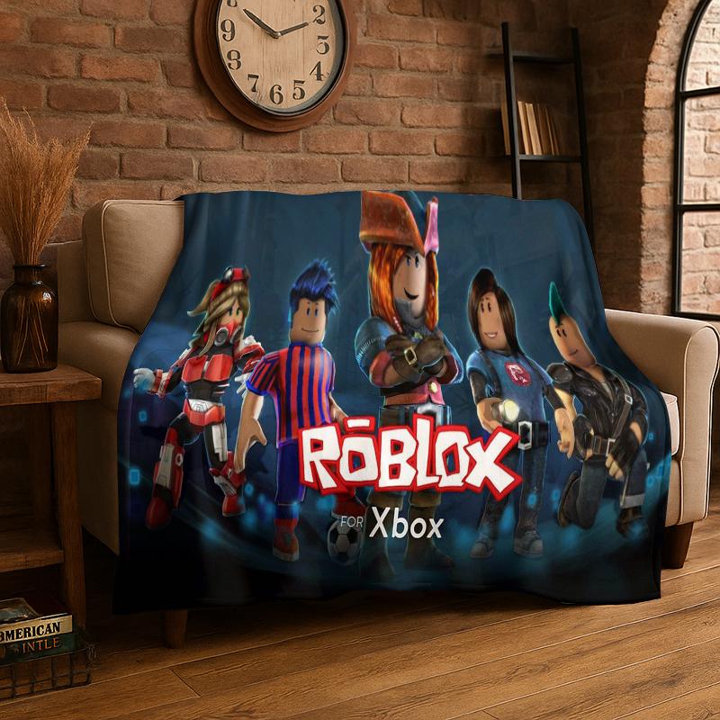 Cartoon R-Robloxs Spiel Gamer Flanelldecke Weiche Warme Überwurfdecke für Schlafzimmer Wohnzimmer Bett Reise Camping Picknick Geschenk