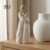 Gift for Valentine Day Wooden Texture Resin Figurine, Hand Carved Mother & Child/Family/Couple/Dog Owner Decorative Statue Office Statue,