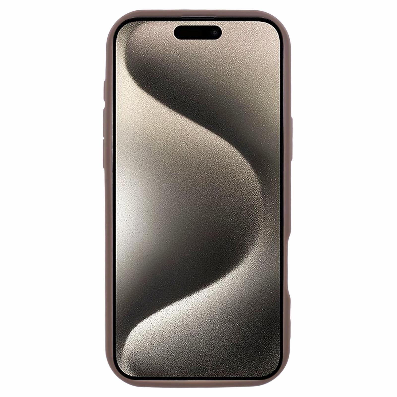 

For iPhone 16 Pro Max Case Grooved Design TPU Anti-Slip Phone Cover Brown