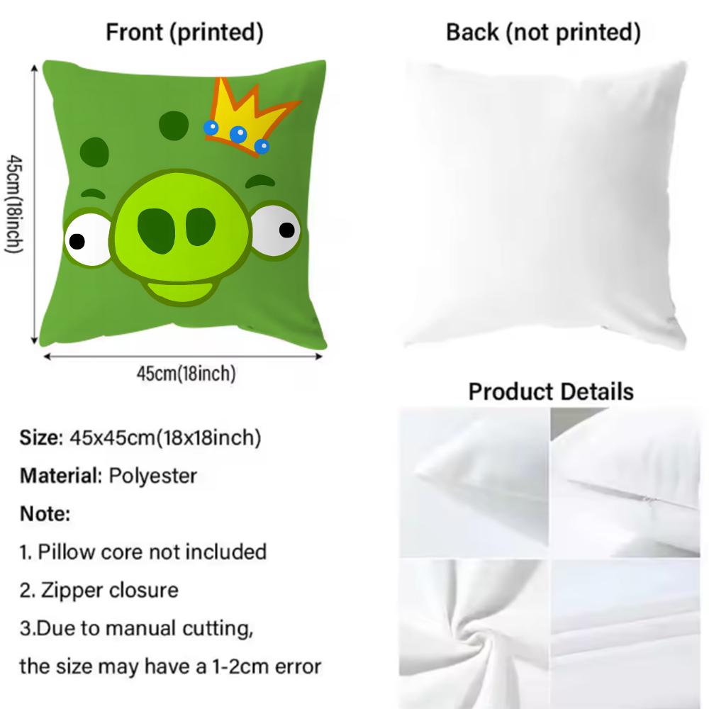 Cute Cartoon A-Angry Birds Cushion Cover Premium Comfort Reversible Pillow Cove -Two In One Design For Any Room & Car Interior