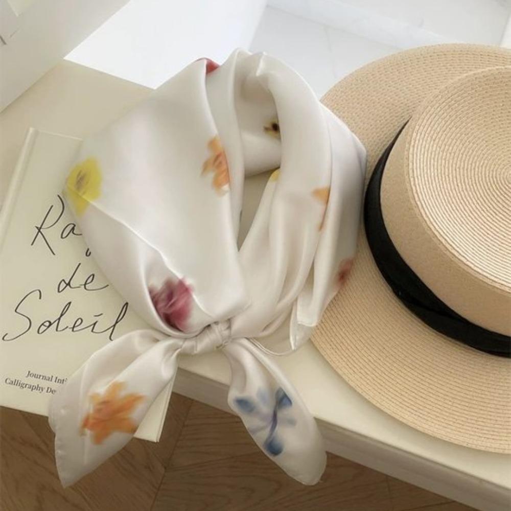 

Graceful Puppy Hair Band Flower Butterfly Scarves Fashion Blurred Flowers Hair Scarf Girls Style 3
