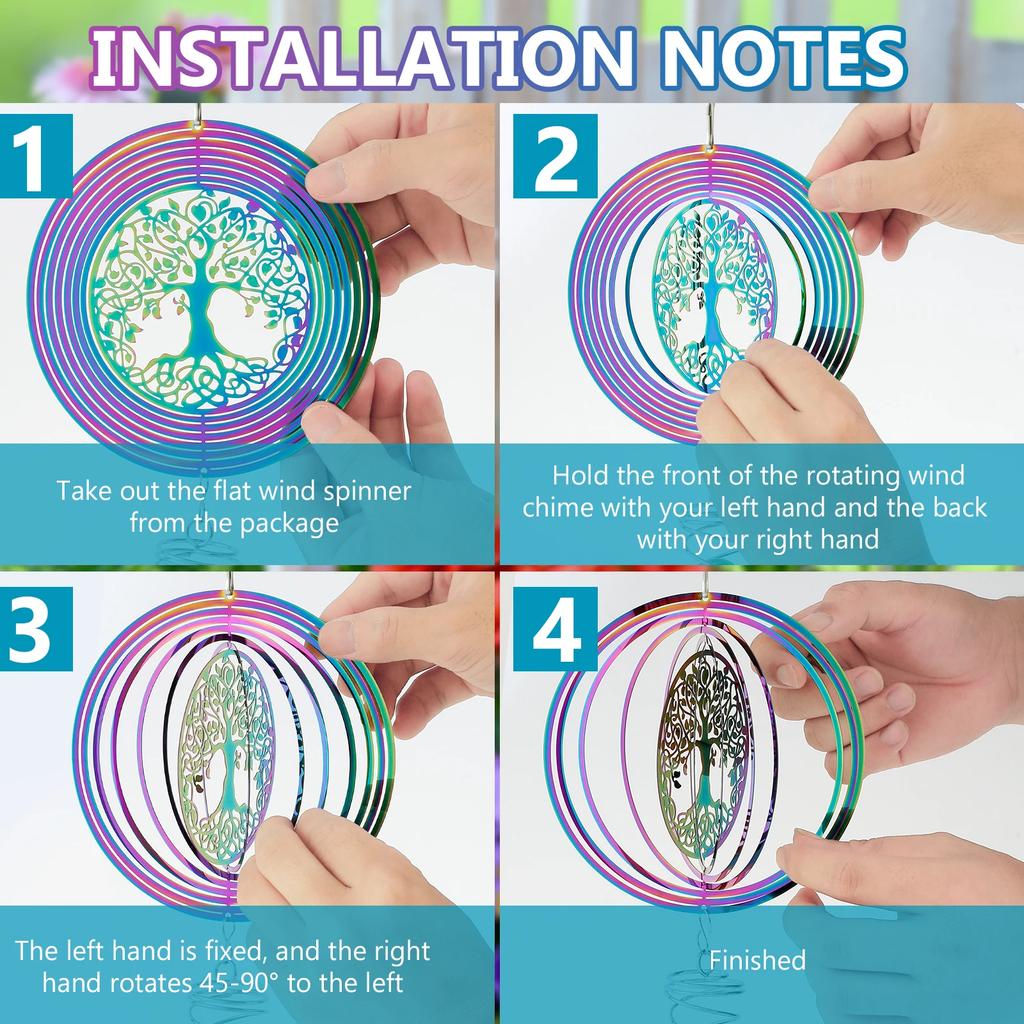 Colorful Wind Chime 3D Spinning Dream Catcher Hanging Decoration for Home Bedroom Window Patio Garden Pendant Decor Wind Spinner