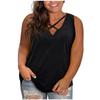 New Plus Size Women's Combed Cotton V Neck Sleeveless T-shirt, Loose Casual Pullover Top for Women European American Style