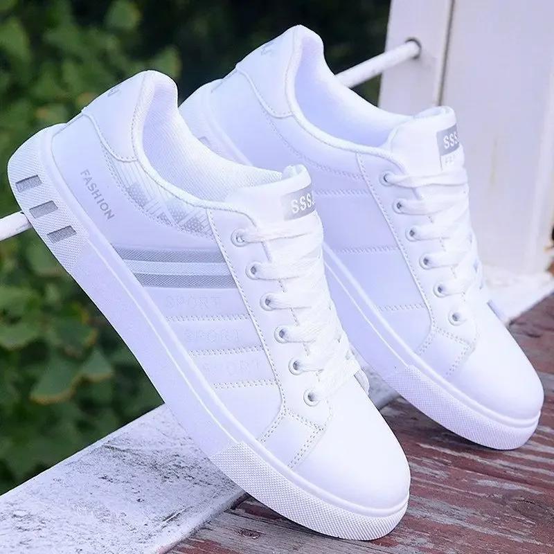 Men's Sneakers New Fashion White Casual Sports Shoes For Men Original Lightweight Flat Lace-up Tennis Shoes Zapatillas De Hombre