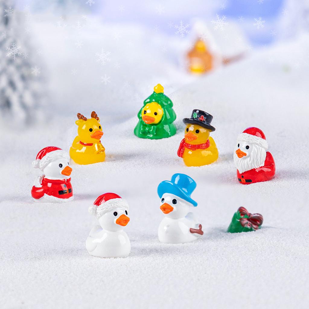 Niedliches Weihnachten Kleine Gelbe Ente Puppe Niedliche Korn Schnee Landschaft DIY Dekoration Hängende Zubehör Mikrolandschaft Kleines Ornament
