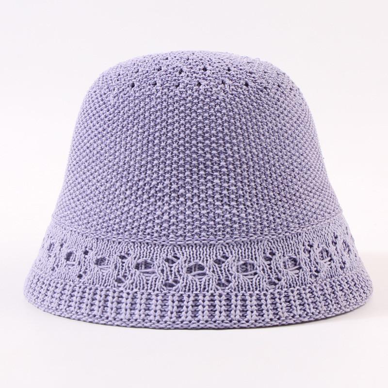 2024 Новая Художественная Ретро Ажурная Шляпа-Ведро для Женщин Регулируемый Размер Защита от Солнца Дышащая Ветрозащитная Летняя Весенняя Вязаная Шляпа-Ведро фиолетовый