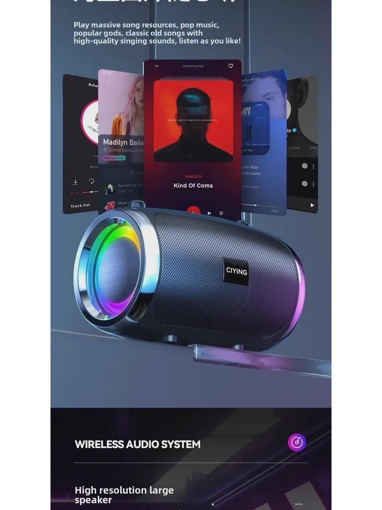 Chytrý přenosný Bluetooth reproduktor: Velký objem, malé rozměry pro domácí, venkovní a automobilové audio