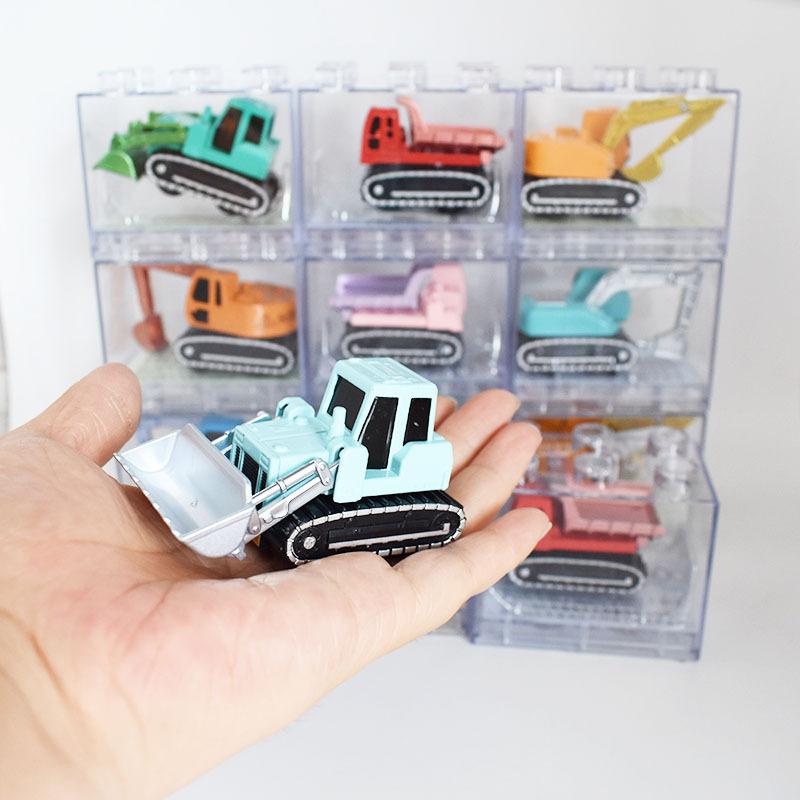 1Pcs Alloy Car Model Simulation Engineering Car Pull Back Car Toy With Transparent Storage Box Sliding Inertia Model Car Toy