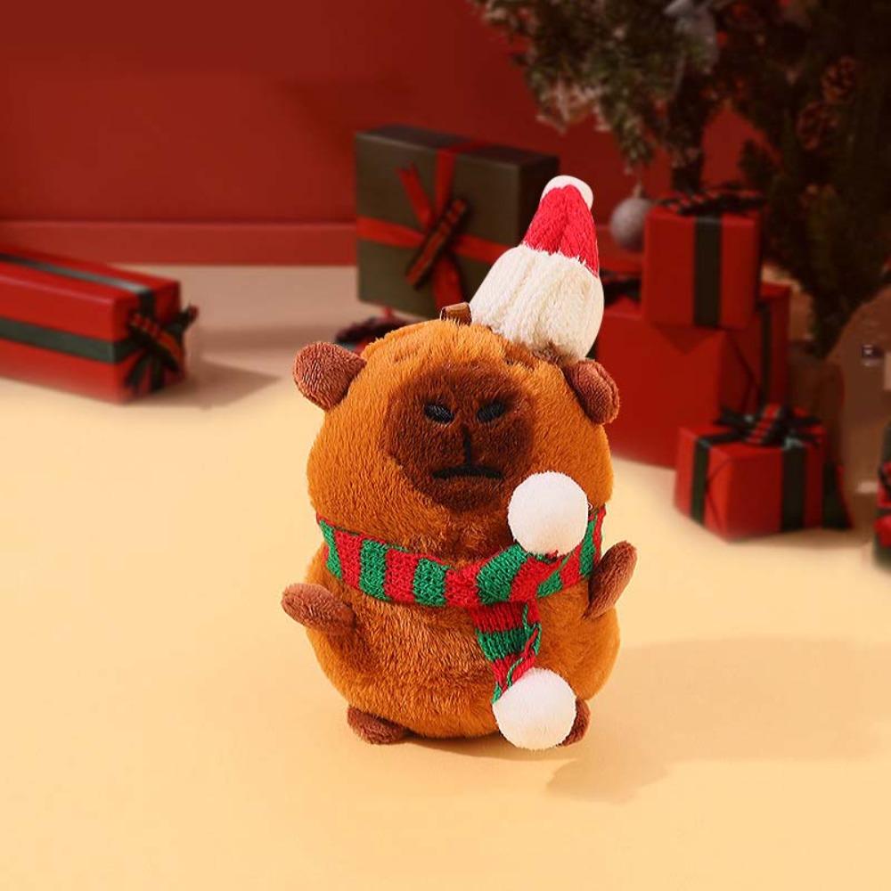 Cross Dressing Scarf Capybara Keychain PP Cotton Plush Animal Key Ring  Ornaments