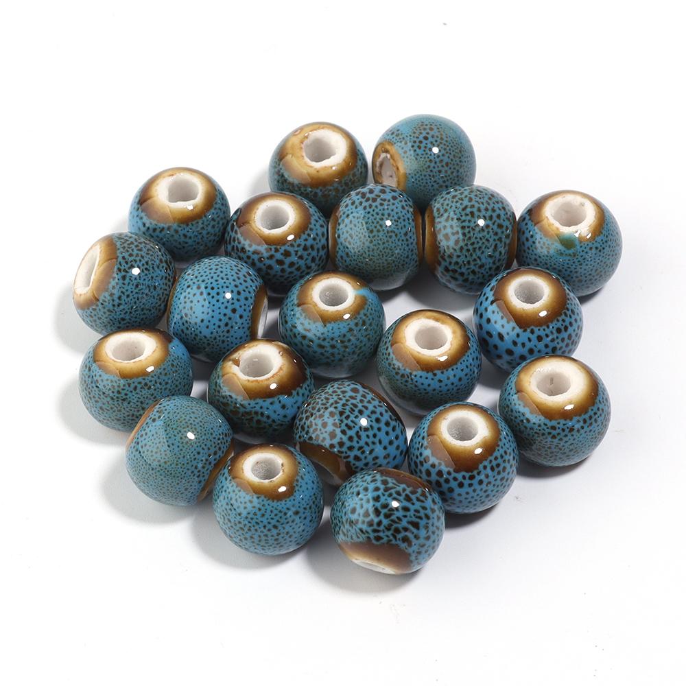 20pcs 10mm Round Ceramic Beads Colorful Spotted Porcelain Loose Spacer Bead For DIY Jewelry Making Necklace Bracelet Accessories