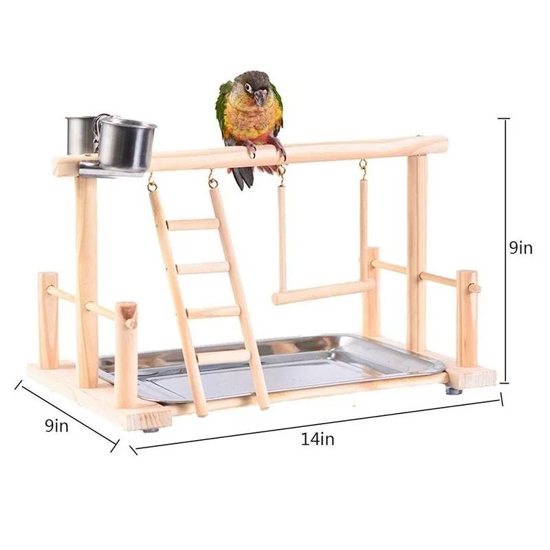 1Pc Pet Bird Toy Activity Center Birdcage Stands with Bird Perch Ladder Hammock Feeder Playground for Cockatiel Parrot