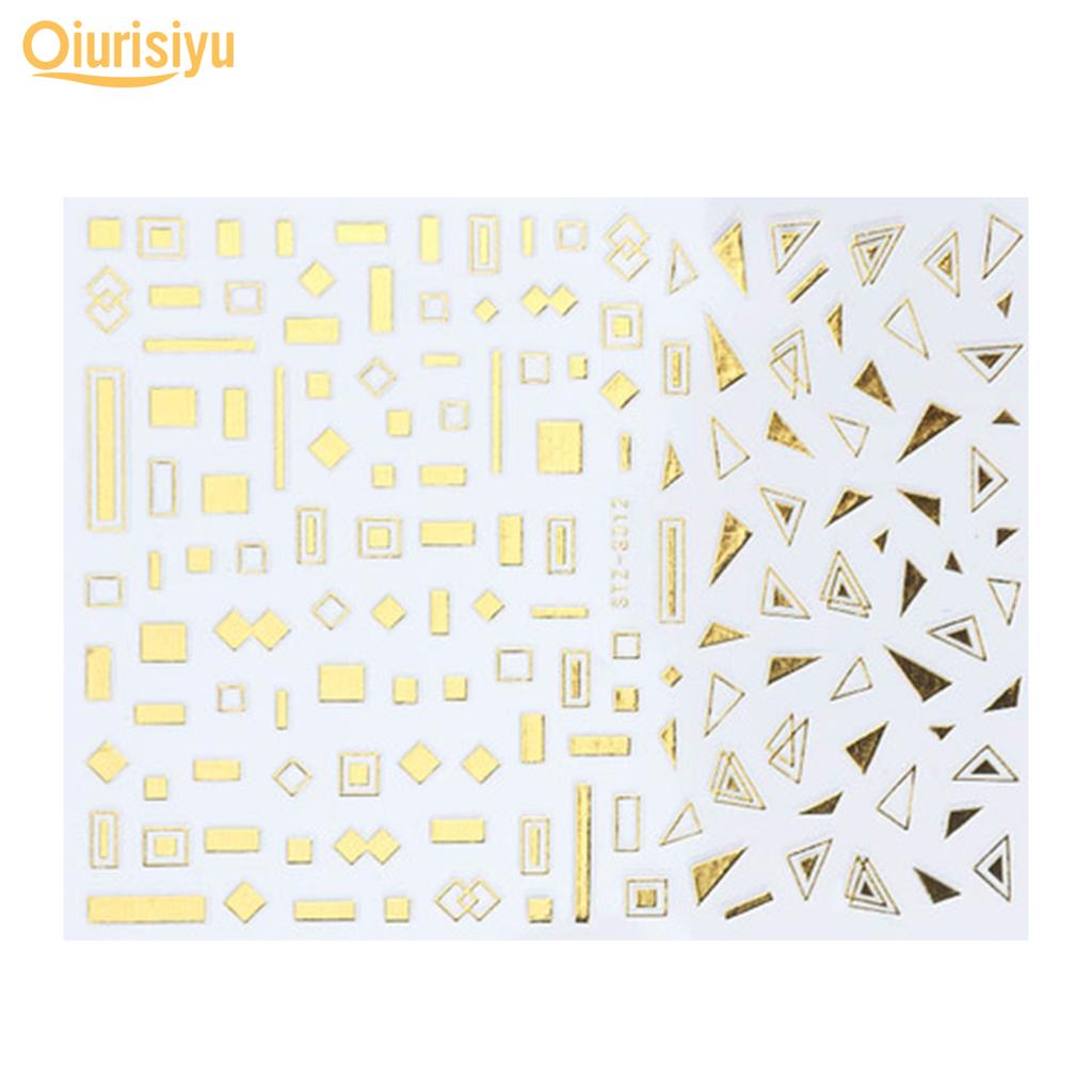 Gold Colour Geometry Shapes Nail Art Sticker