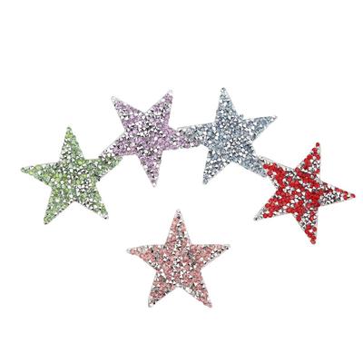 5pcs Iron-On Rhinestone Star Stickers Pentagram Shape Patches  For Clothes Decoration