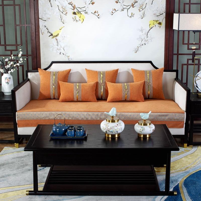 

Подушка для дивана с четырехлистным клевером Four Seasons Universal Modern New Chinese Anti-Slip Подушка для дивана Чехол для дивана Ткань 70x70cm оранжевый